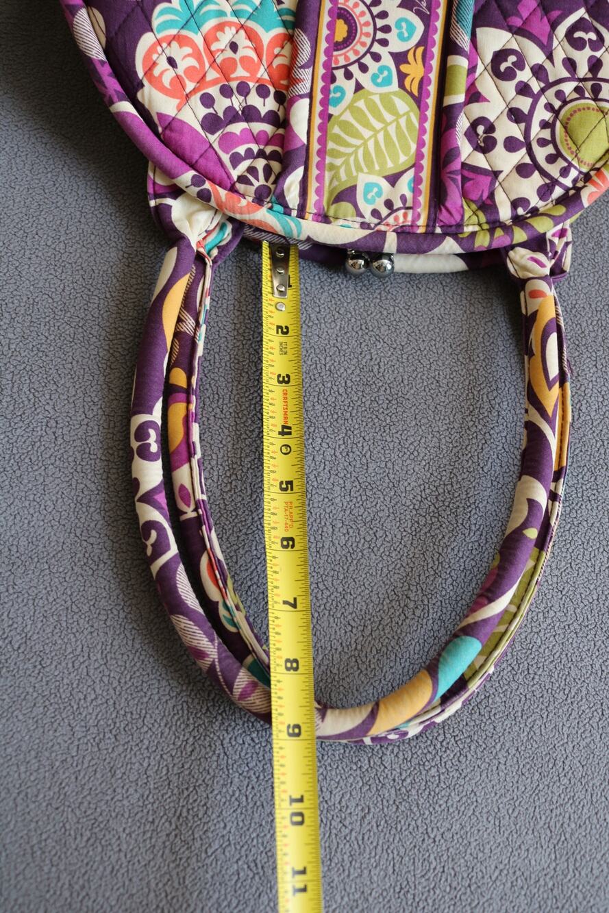 VERA BRADLEY Plum Crazy  Eloise Handbag Floral Shoulder Kisslock Purple Retired - Picture 9 of 11